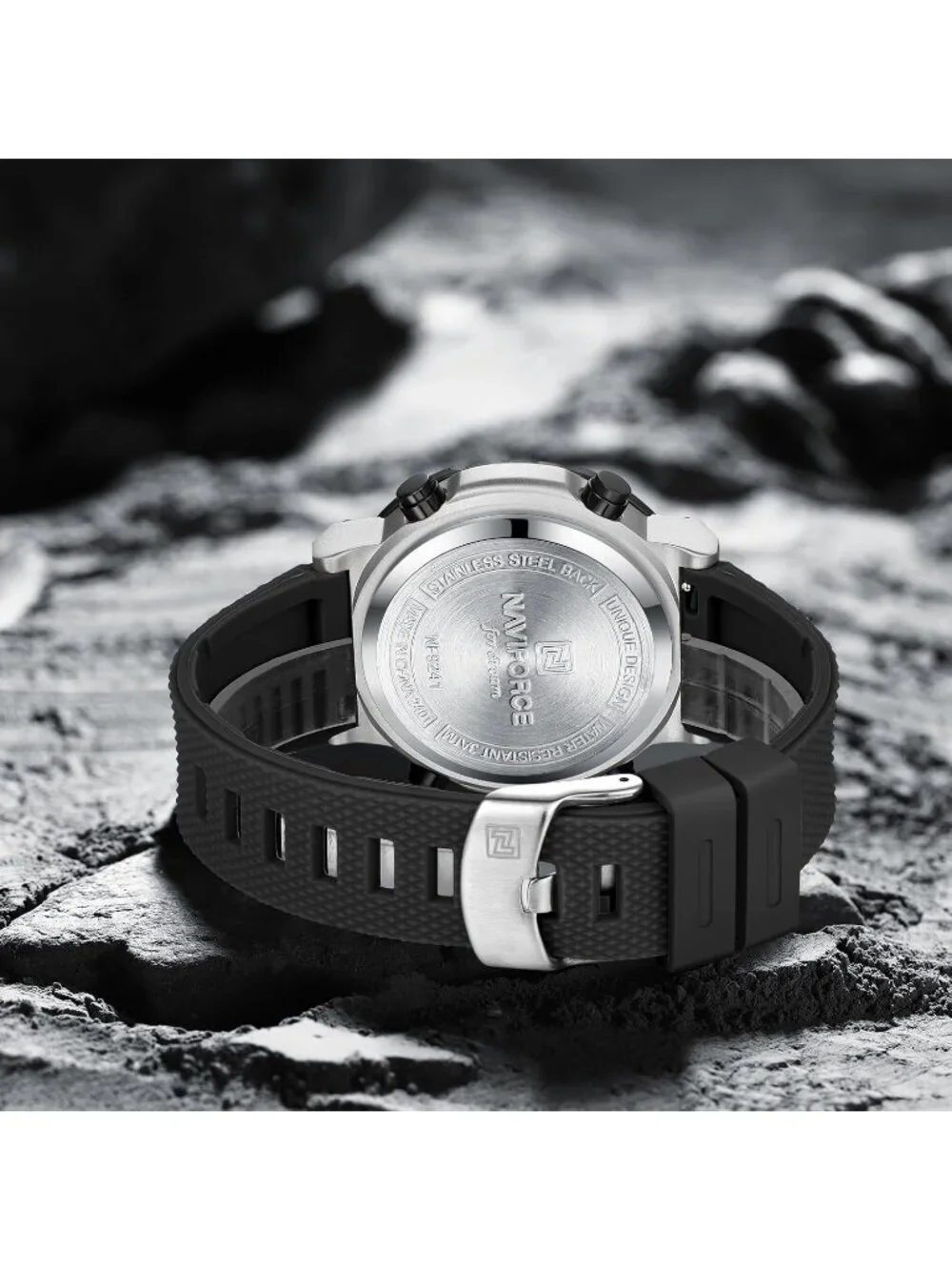 Men's Black Analog Quartz Military Waterproof Sports Chronograph Digital Watch